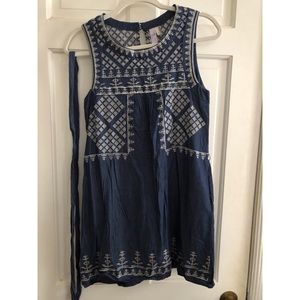 Alya Denim Embroidered Dress: Small